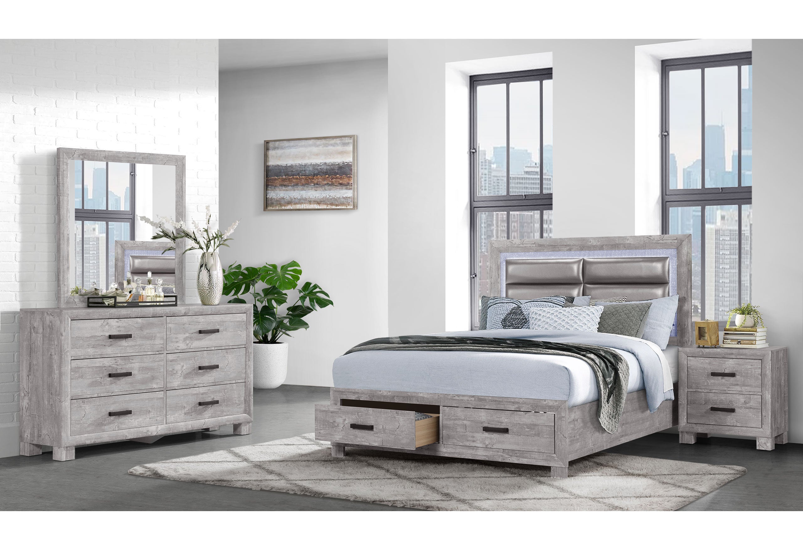 NOLAN GREY QUEEN BEDROOM SET 4 PCS Home of Deals 4 Less NOLAN GREY QUEEN BEDROOM SET 4 PCS Home of Deals 4 Less