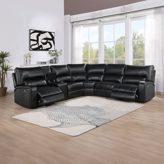Saul Power Motion Sectional Sofa Black