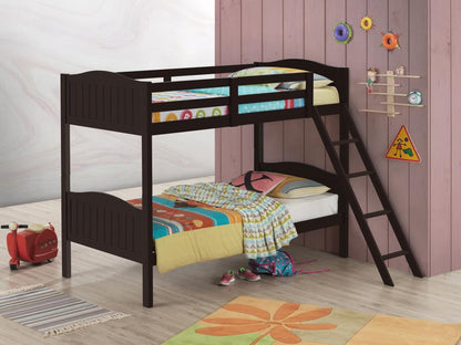 Arlo Wood Twin Over Twin Bunk Bed Brown