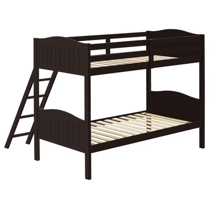 Arlo Wood Twin Over Twin Bunk Bed Brown