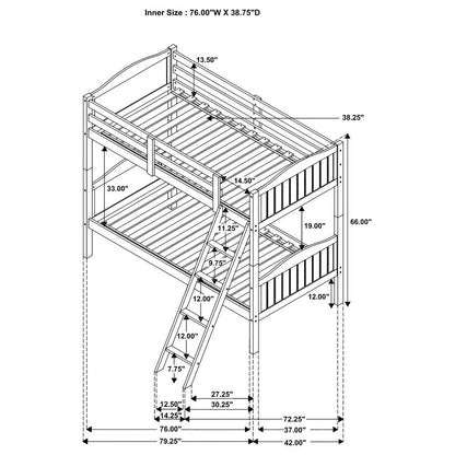 Arlo Wood Twin Over Twin Bunk Bed Brown