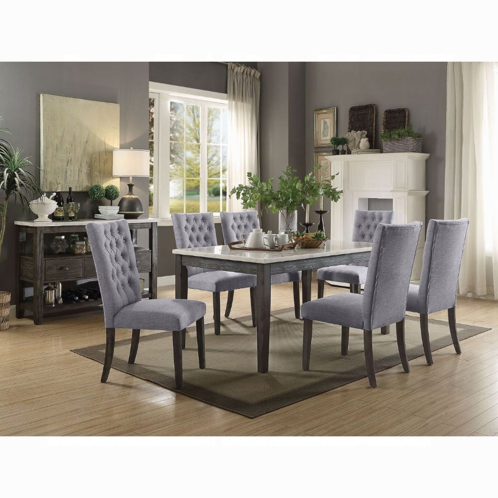 Merle Dining Table set 7pcs Genuine Marble Top