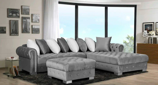 806 grey 117X90X30 grey velvet sofa sectional