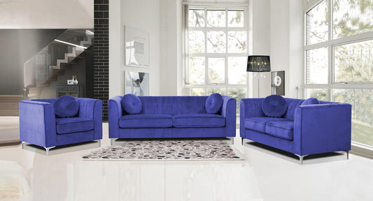 Blue Velvet Living Room Set