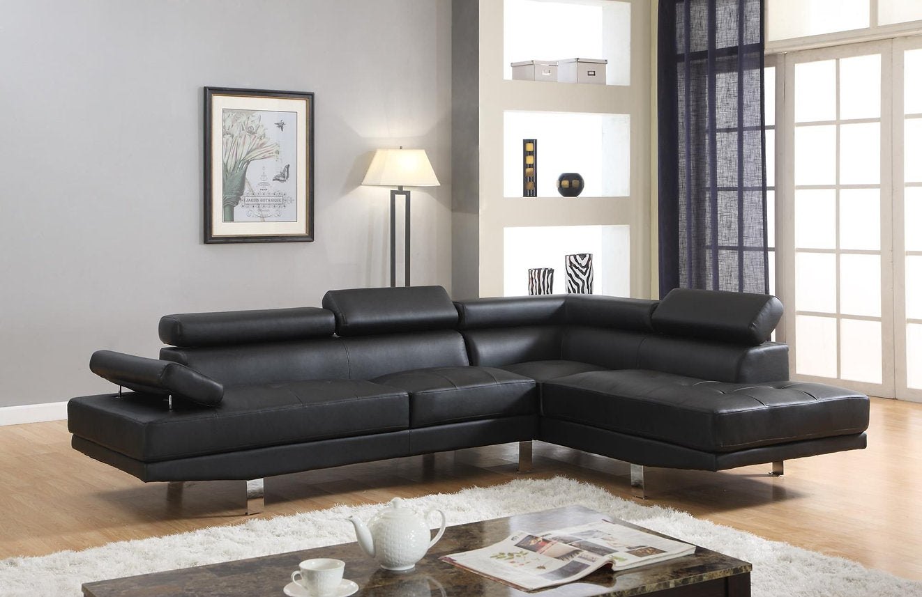 Sectional Black PU Leather