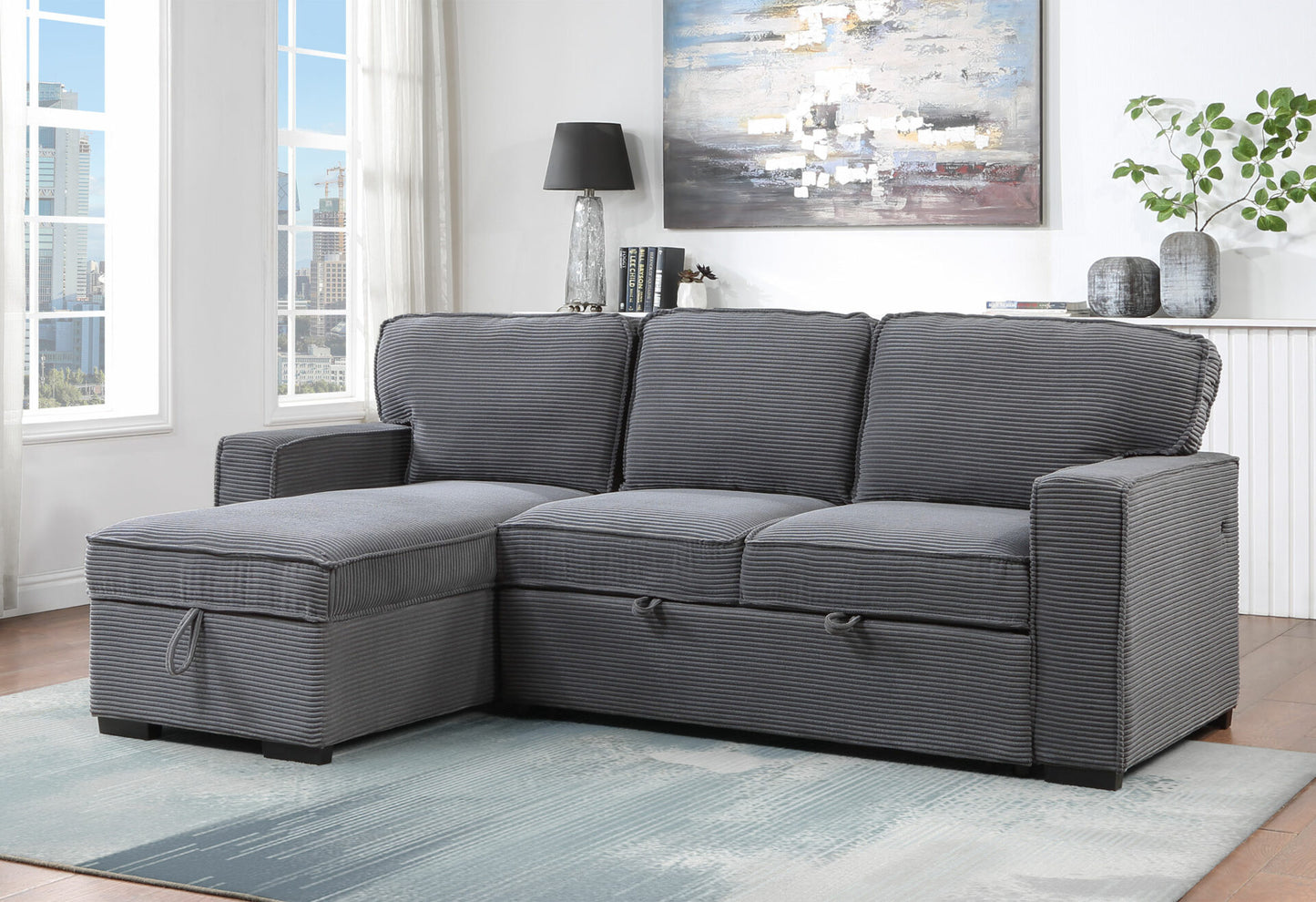 LIGHT GREY REVERSIBLE SOFA BED