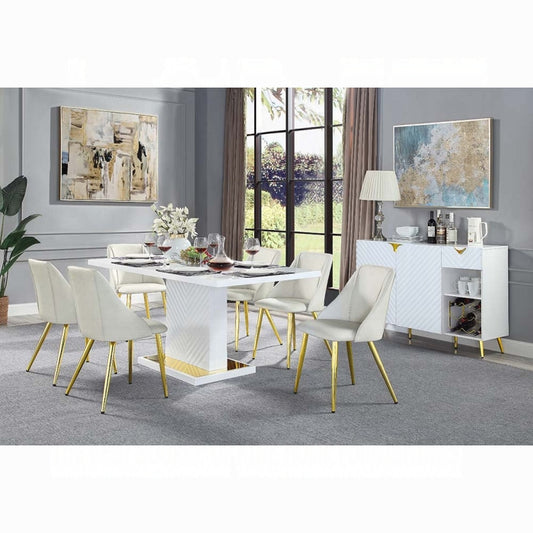 Gaines Dining Table W/Pedestal Base  6 chairs  set